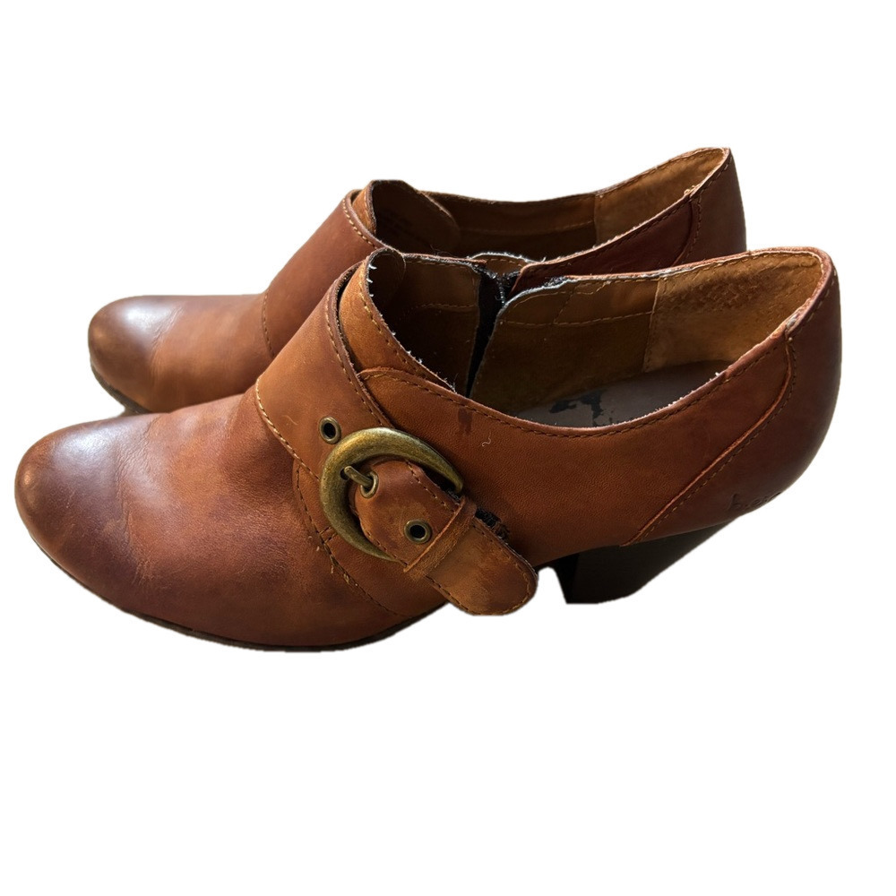 b.o.c. Brown Leather Heels with buckle and zipper size 8.5 - Picture 6 of 9